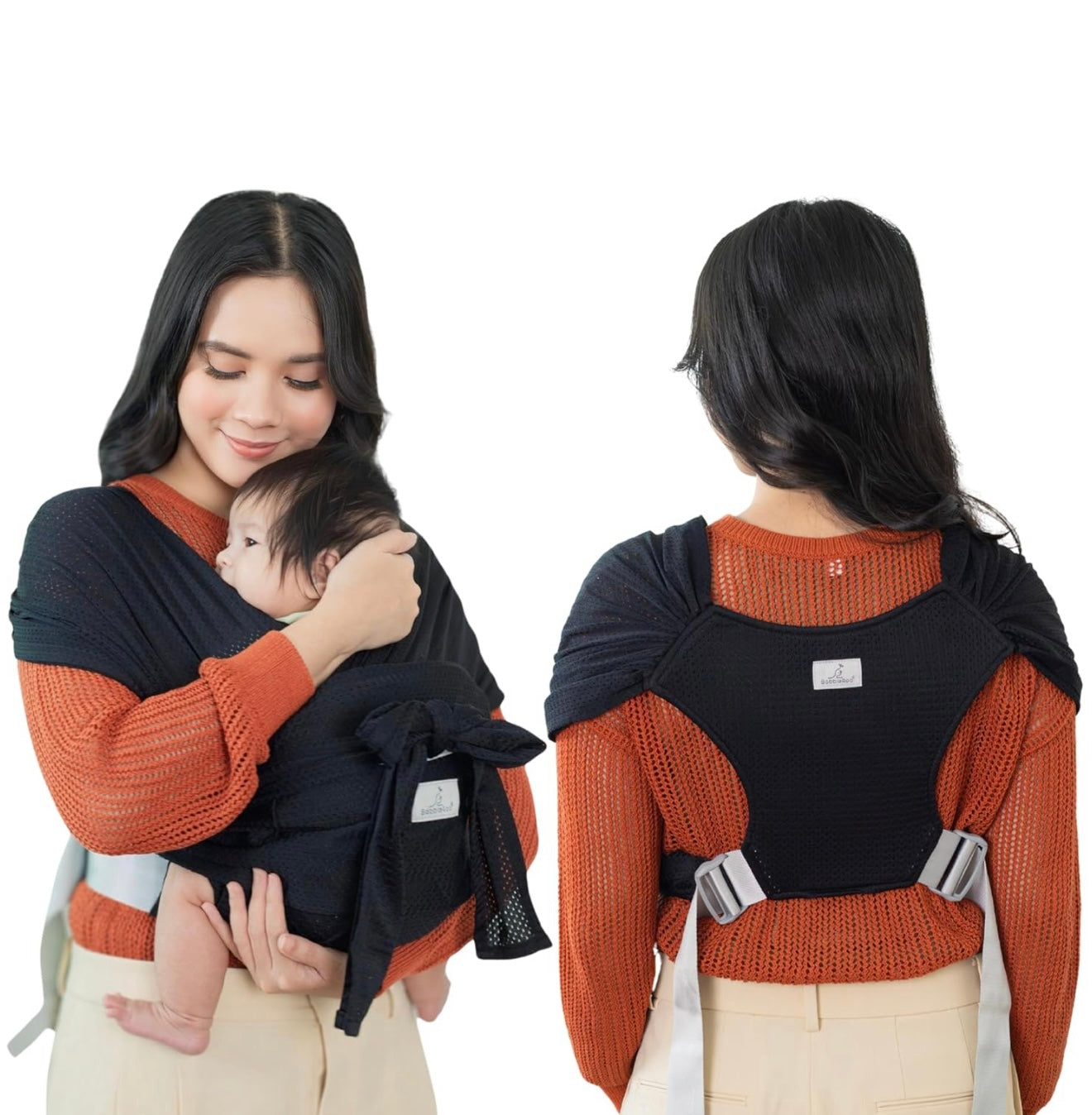 BabbleRoo Baby Wraps Carrier - Baby Essentials - Portabebés para bebé, ajustable XS - XL