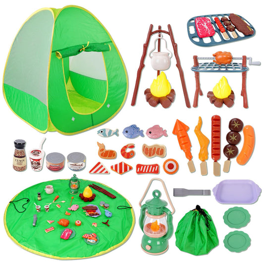 Juguetes de set de campamento con tienda de juego emergente para interiores y exteriores