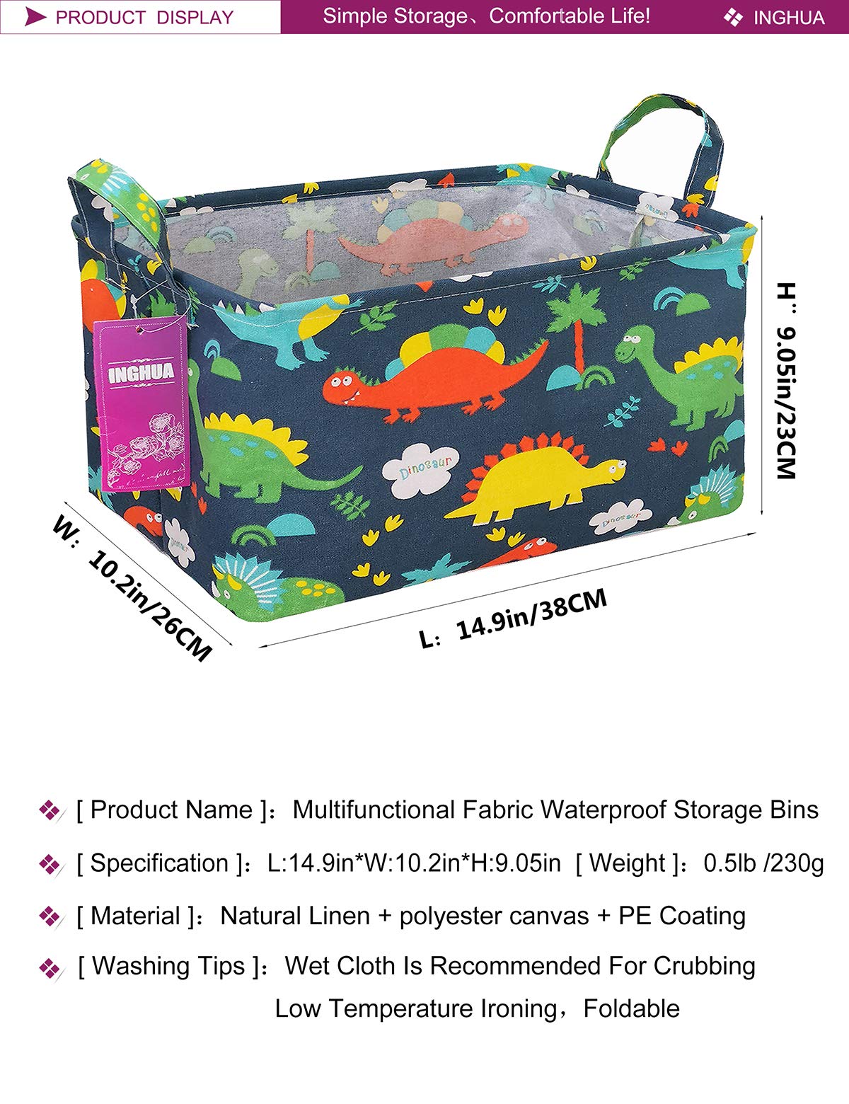 Cesta de almacenamiento rectangular para juguetes
