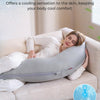 Momcozy Almohada de embarazo en forma de J para dormir con funda de enfriamiento