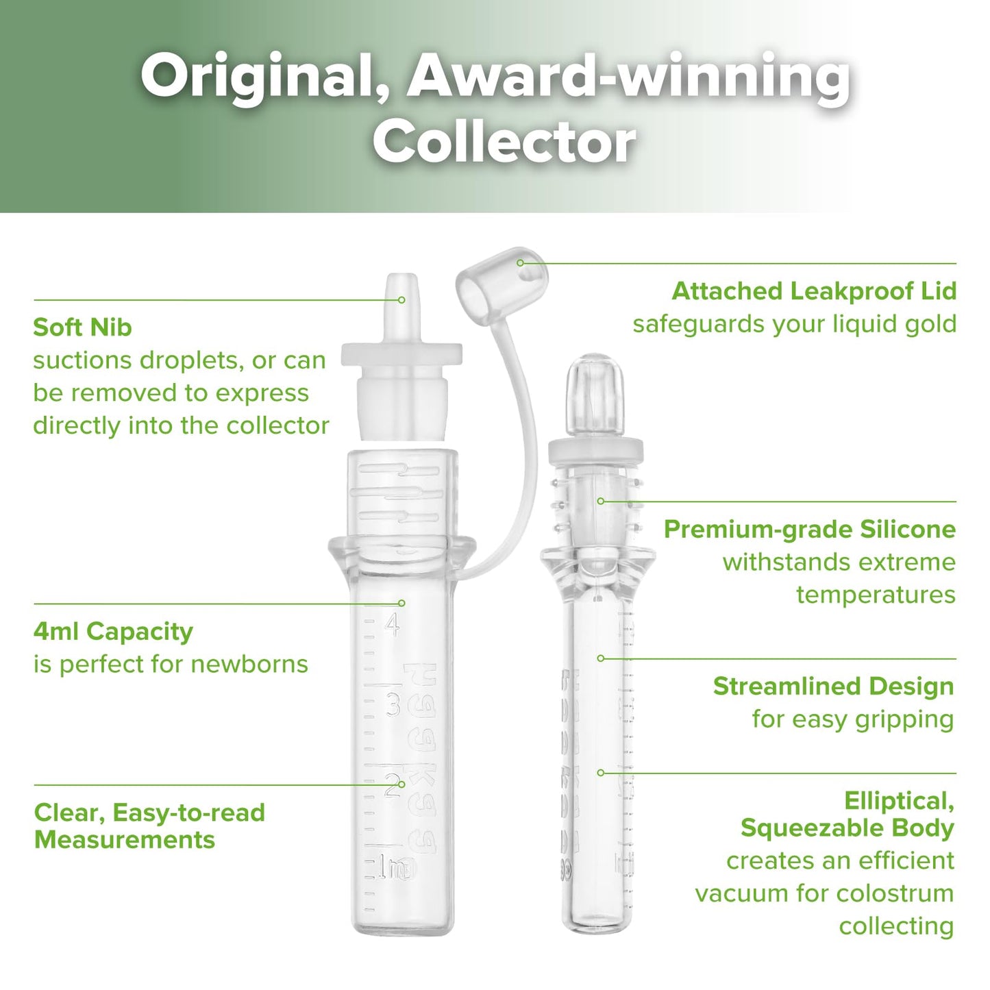 Kit de colector de calostro haakaa, 4ml/3 piezas