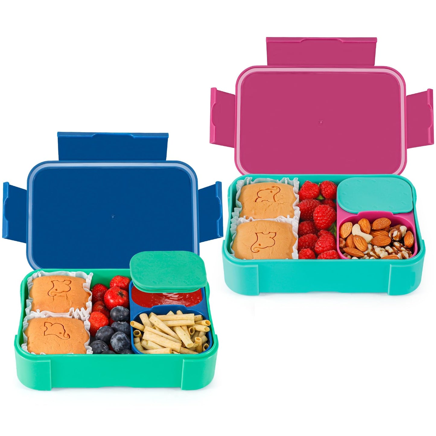 FANCILLA Caja Bento para niños, paquete de 2 recipientes a prueba de fugas con compartimento extraíble