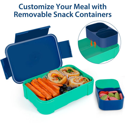 FANCILLA Caja Bento para niños, paquete de 2 recipientes a prueba de fugas con compartimento extraíble