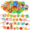 46 piezas Montessori de madera con cordones de juguetes para niños pequeños