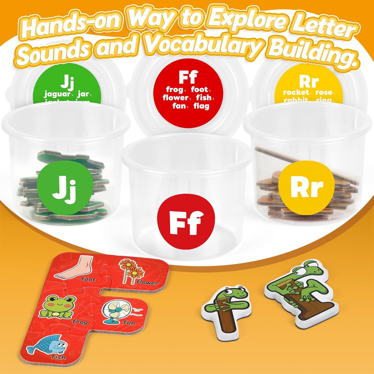 Cubos clasificadores de letras magnéticas y rompecabezas, 208 piezas