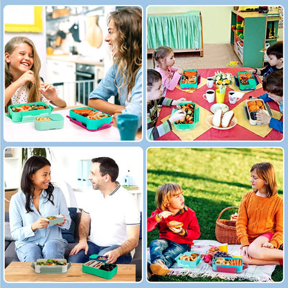 FANCILLA Caja Bento para niños, paquete de 2 recipientes a prueba de fugas con compartimento extraíble