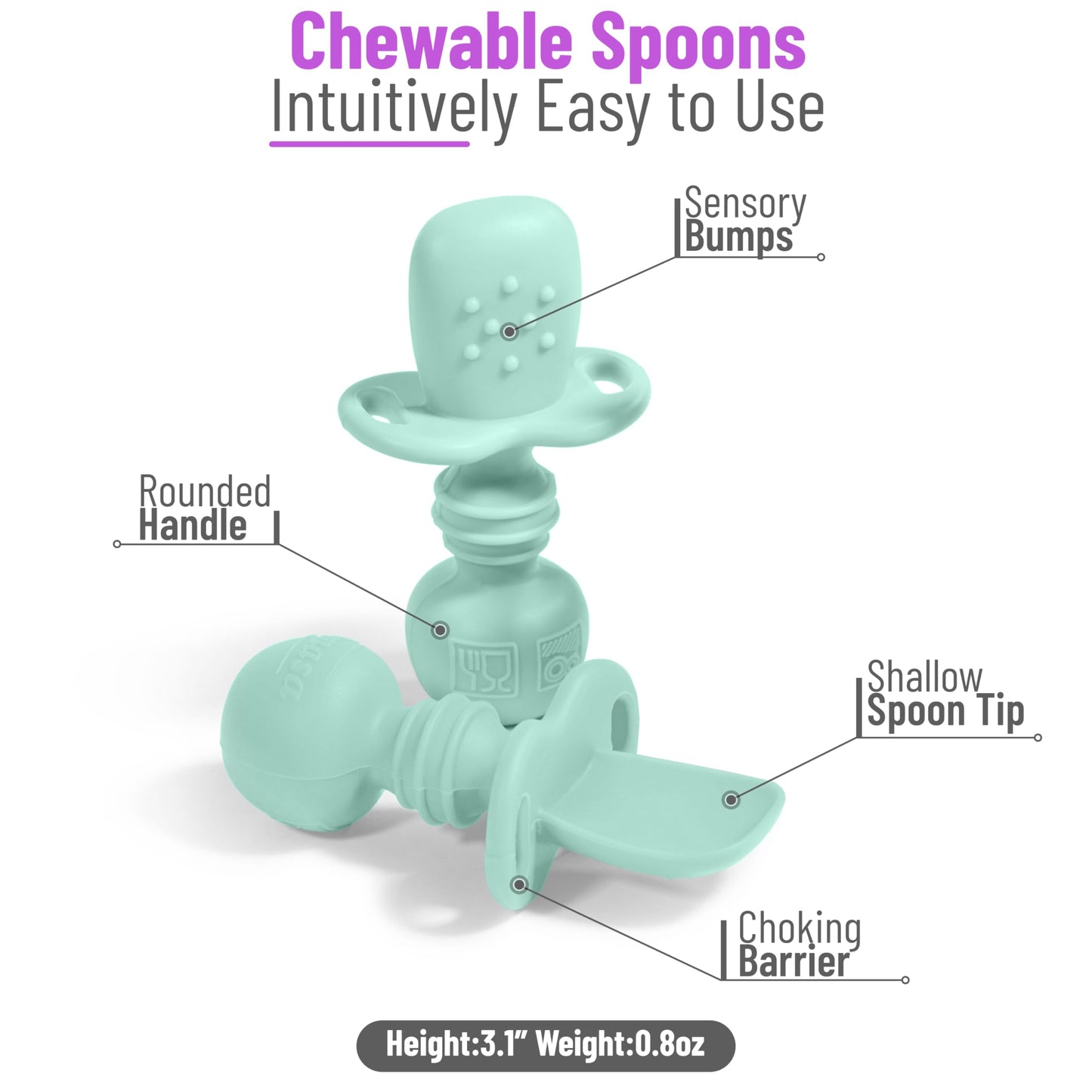 OMASA Cucharas de silicona para bebés de 6 meses en adelante