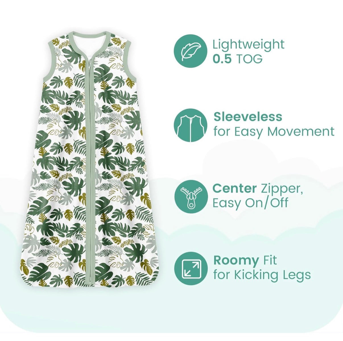 Saco de Dormir para Bebés, Ligero, Suave y Transpirable, 0.5 TOG, 3-6 meses