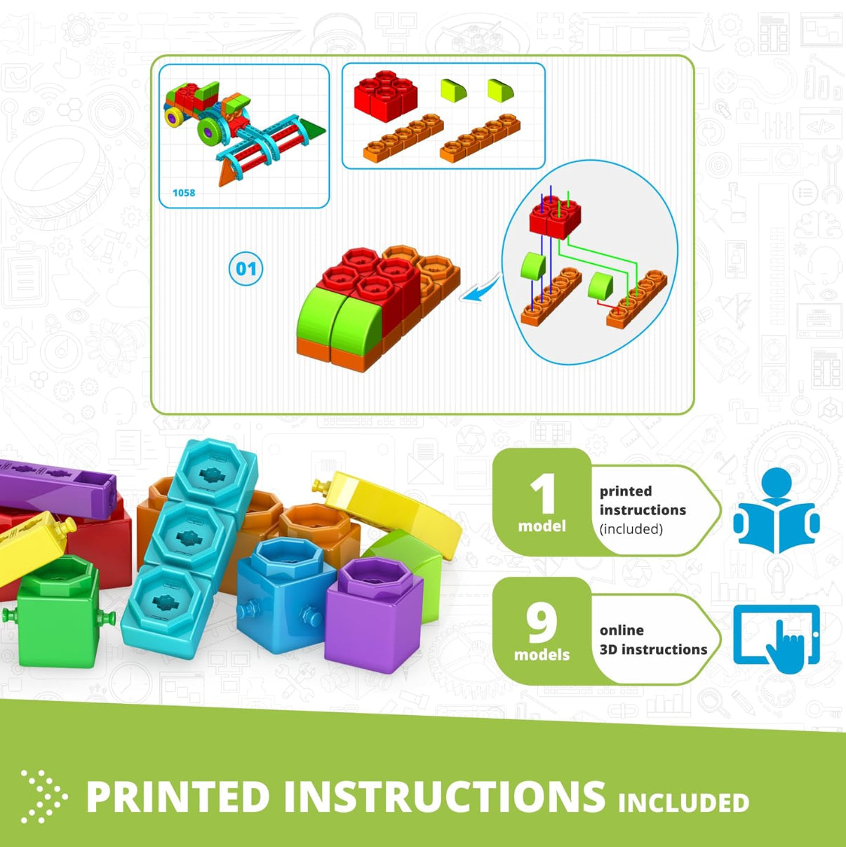 Engino QBOIDZ - Tractor de granja, bloques de construcción a partir de 4 años