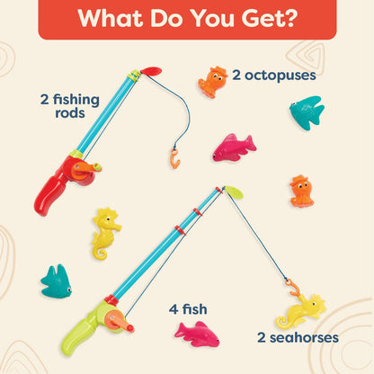 B. toys Little Fisher Kit - Juego de aventura de pesca magnética con varillas dobles