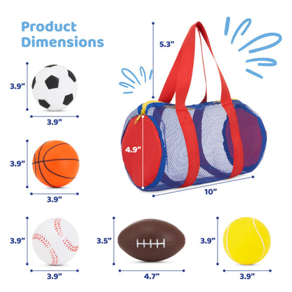 5 pelotas deportivas de espuma suave para niños (8,9 cm)