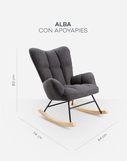 Silla Mecedora Alba con Apoyapies, beige