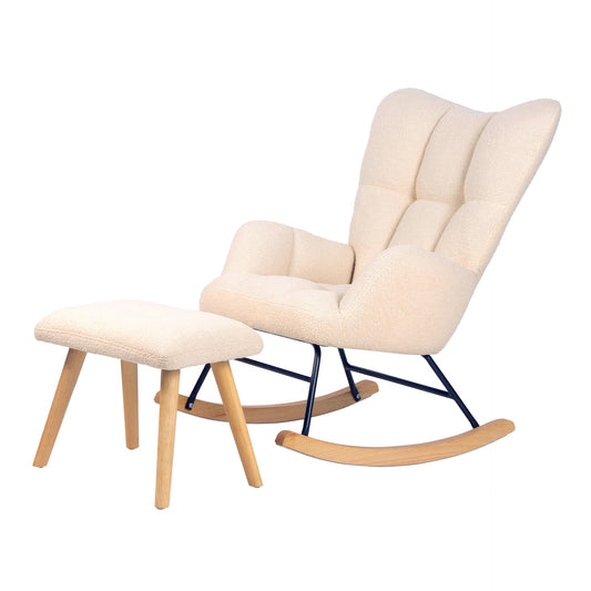 Silla Mecedora Alba con Apoyapies, beige