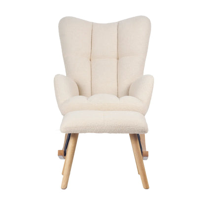 Silla Mecedora Alba con Apoyapies, beige