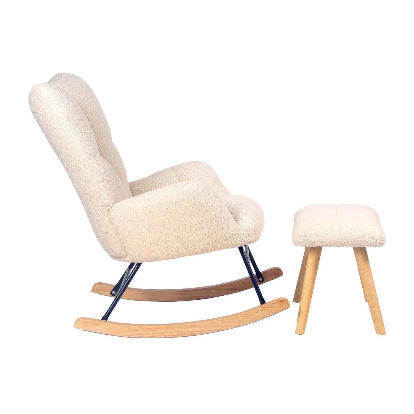 Silla Mecedora Alba con Apoyapies, beige