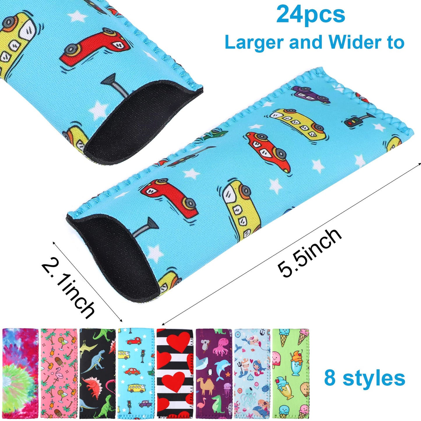 JANYUN - Paquete de 24 fundas de neopreno para paletas heladas