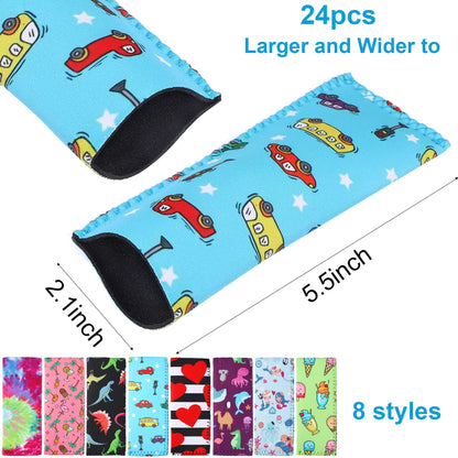 JANYUN - Paquete de 24 fundas de neopreno para paletas heladas