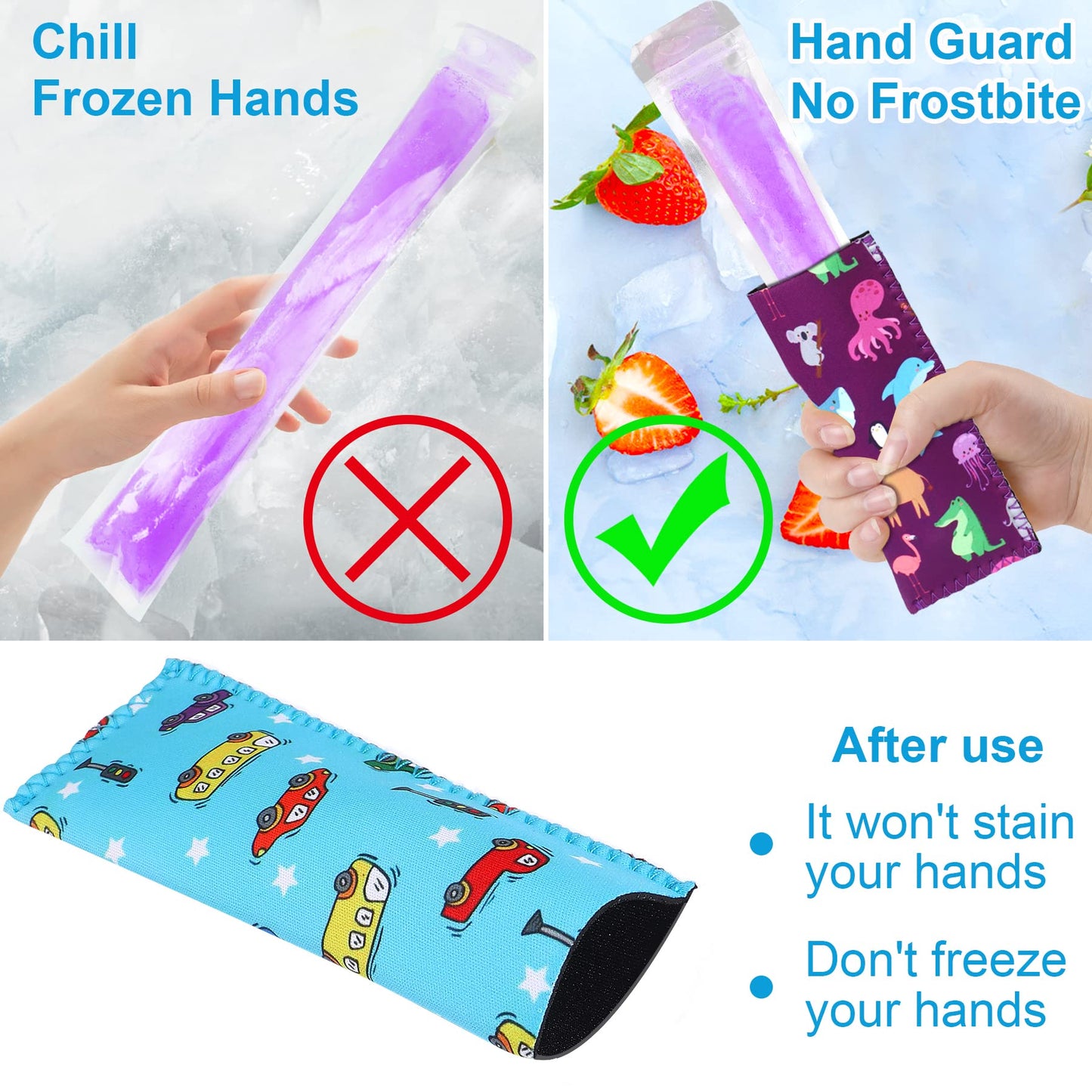 JANYUN - Paquete de 24 fundas de neopreno para paletas heladas