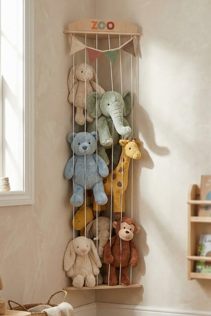 Almacenamiento grande de animales de peluche para la esquina