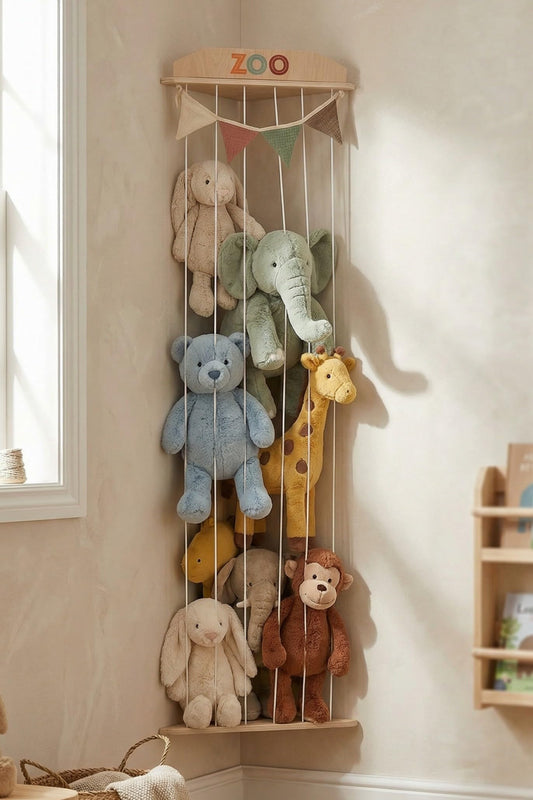 Almacenamiento grande de animales de peluche para la esquina