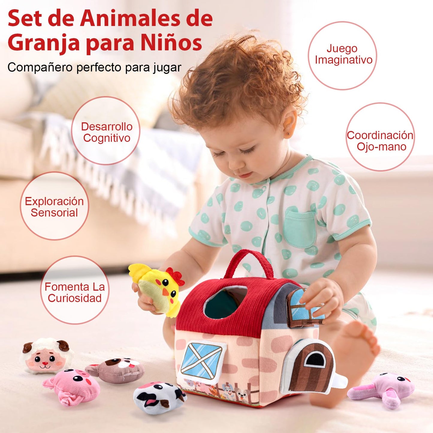 Granero Mini Juego Sensoria con Peluches de Granja