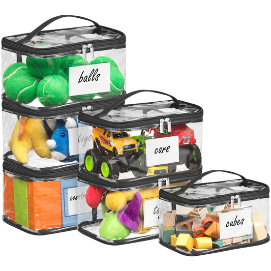 Bolsas transparentes para guardar juguetes, paquete de 6