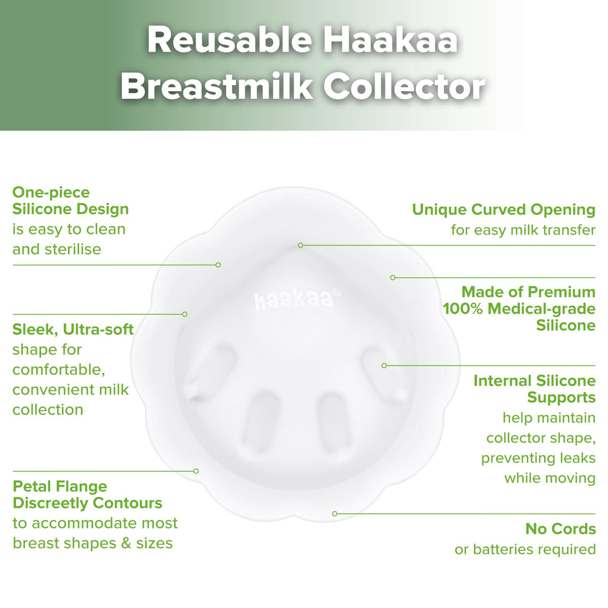 haakaa Colector de Leche de Silicona Petal Soft丨Protección Discreta contra Fugas