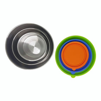 NomBox Recipientes de acero inoxidable para almacenamiento de alimentos, juego de 3 recipientes