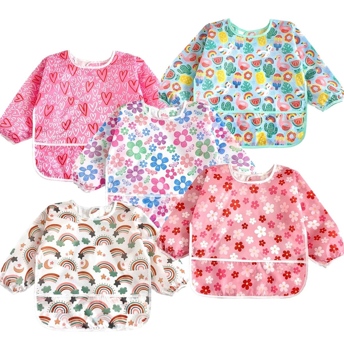 Paquete de 5 baberos de manga larga para bebé