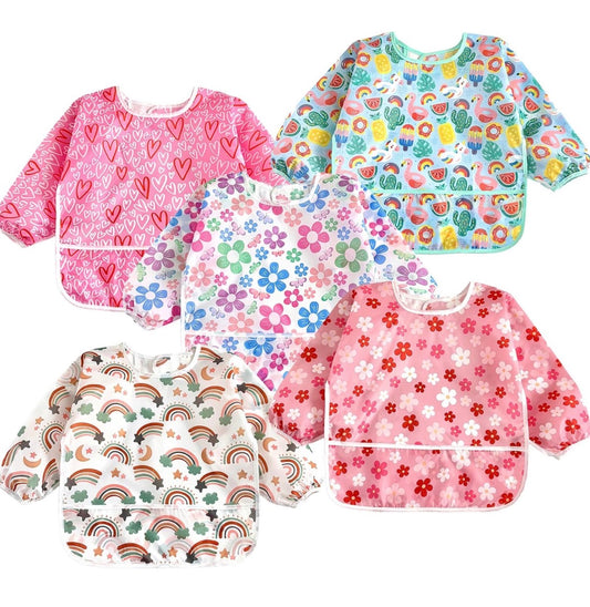 Paquete de 5 baberos de manga larga para bebé