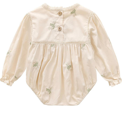 Body manga larga con flores bordadas, 12-18 meses