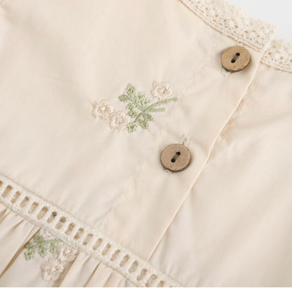 Body manga larga con flores bordadas, 12-18 meses