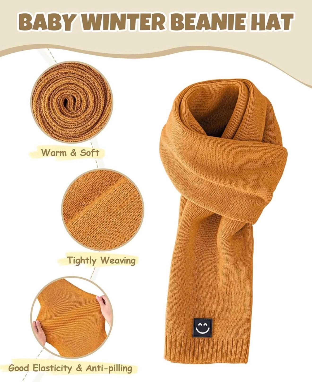 Conjunto de gorro, manoplas y bufanda para bebé