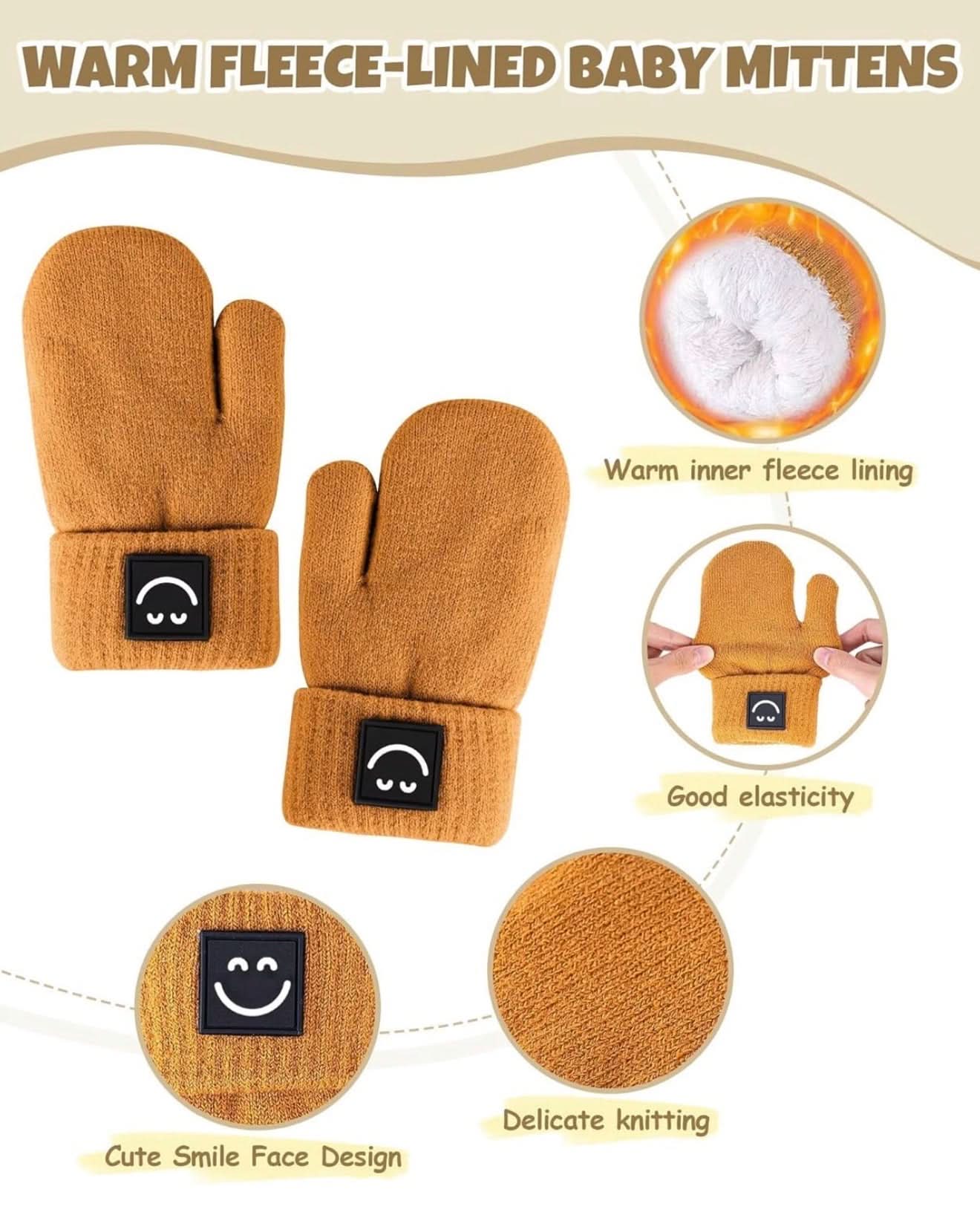 Conjunto de gorro, manoplas y bufanda para bebé