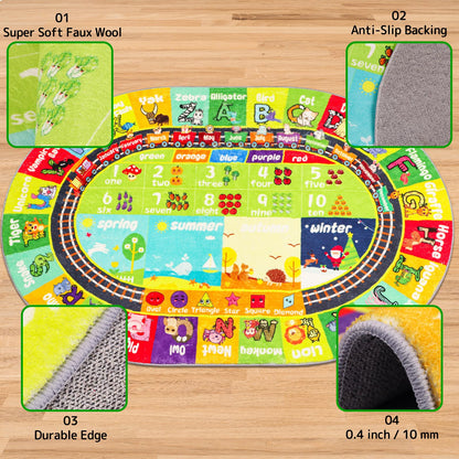 ABC - Alfombra educativa ovalada de 39.4 x 59 pulgadas
