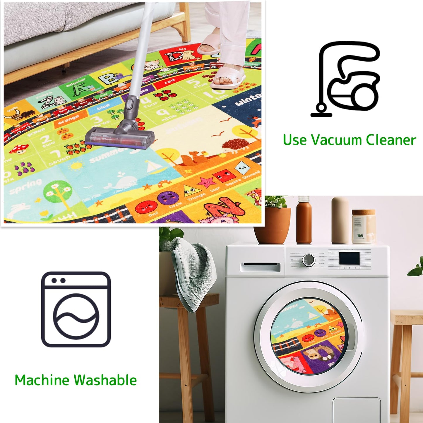 ABC - Alfombra educativa ovalada de 39.4 x 59 pulgadas