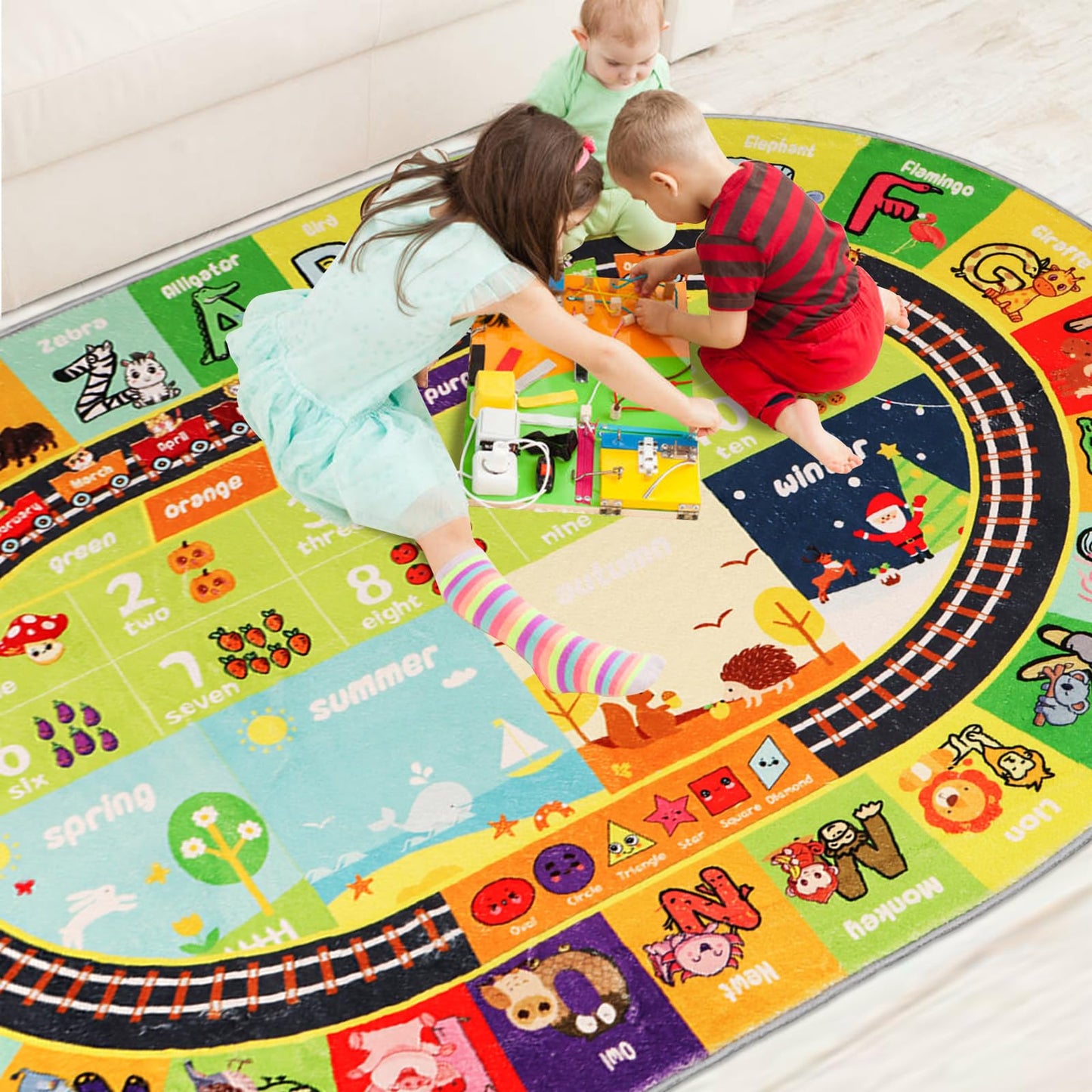 ABC - Alfombra educativa ovalada de 39.4 x 59 pulgadas