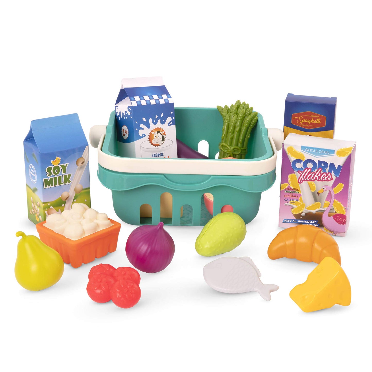 B. toys Comida y cesta de juego - 18 piezas de comida de juguete