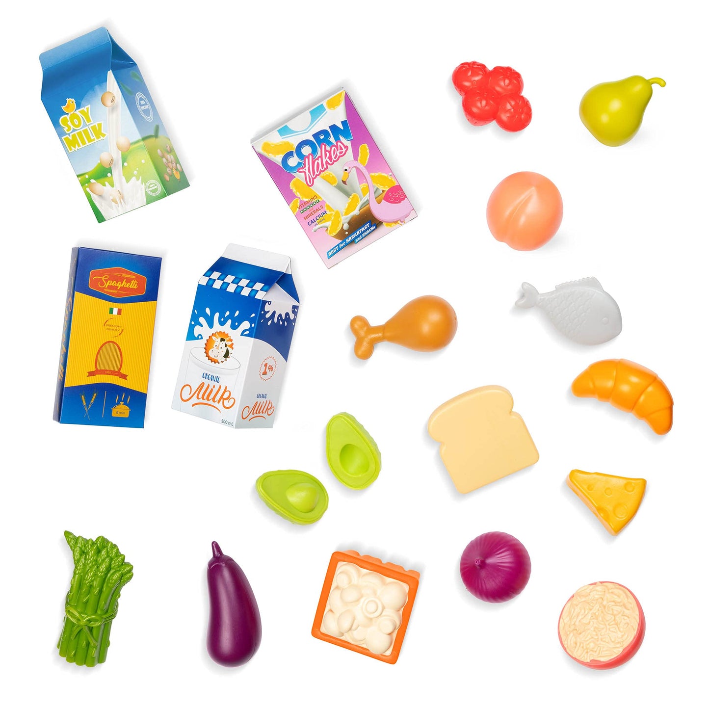 B. toys Comida y cesta de juego - 18 piezas de comida de juguete