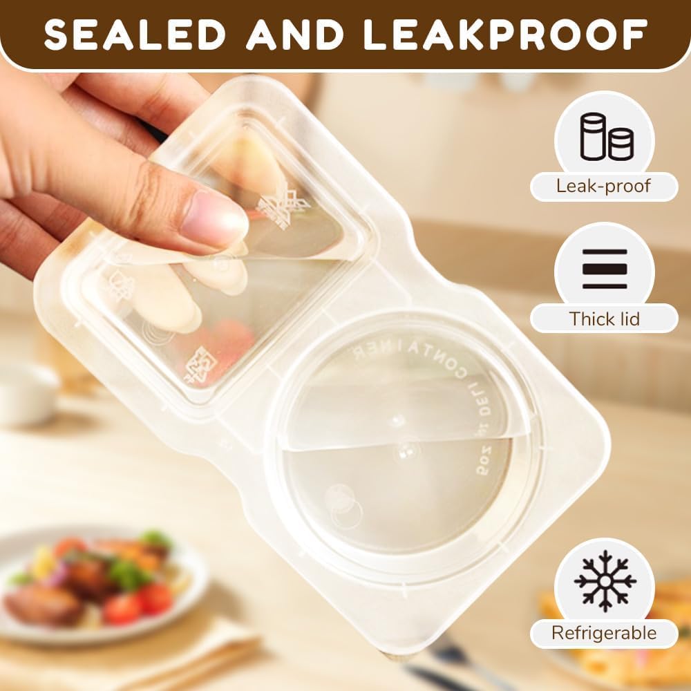 Recipientes de doble compartimento con tapas, 10 unidades