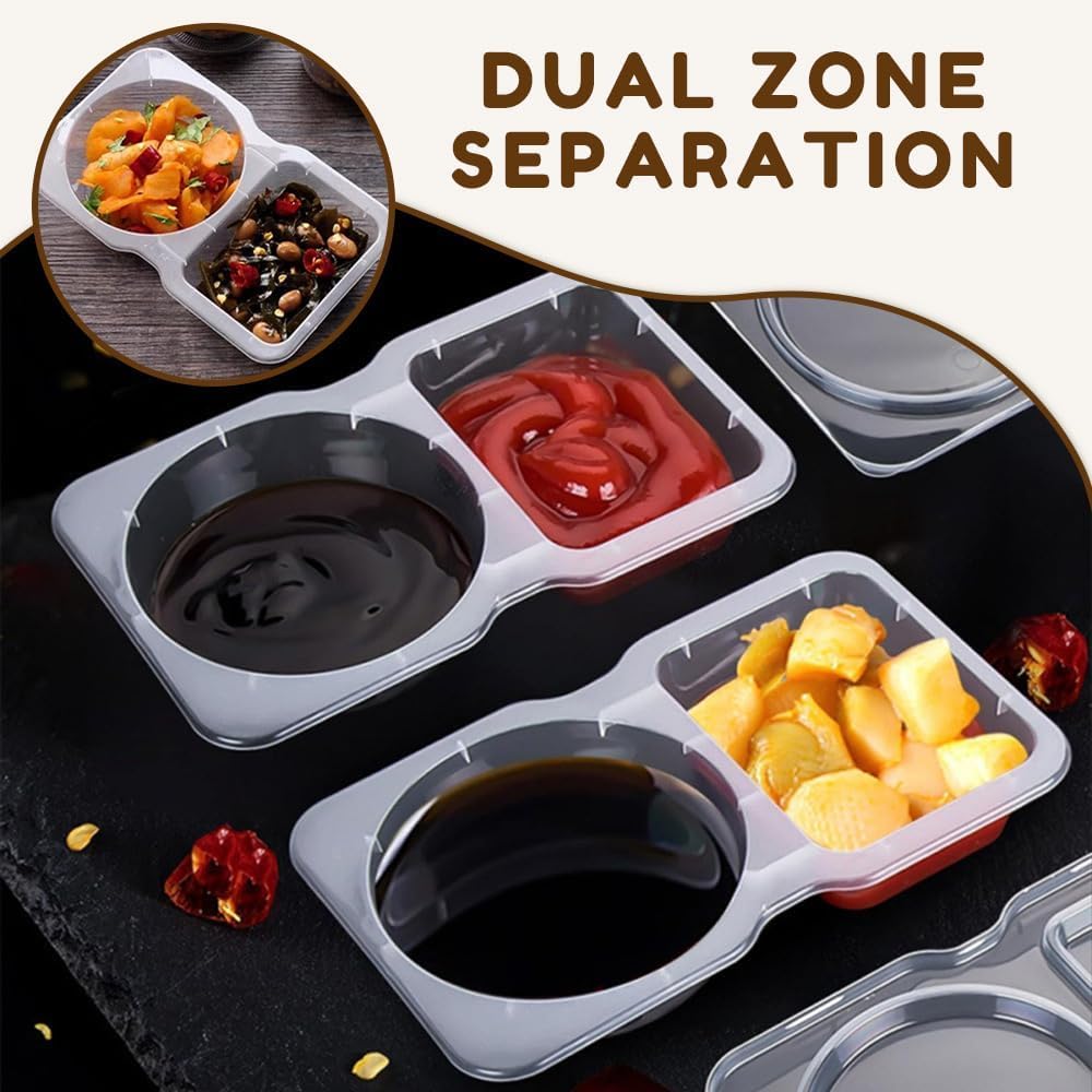 Recipientes de doble compartimento con tapas, 10 unidades