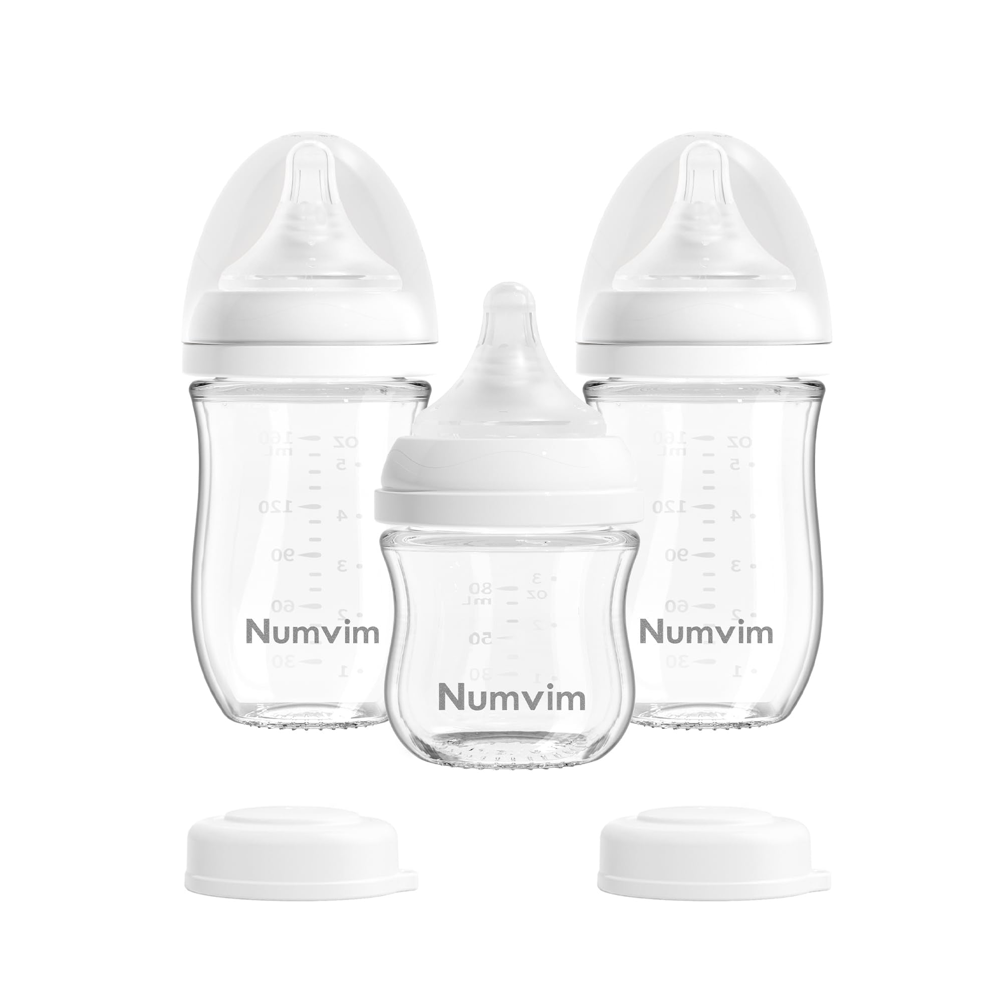 NUMVIM Biberones de vidrio para bebés, de flujo suave y extra lento