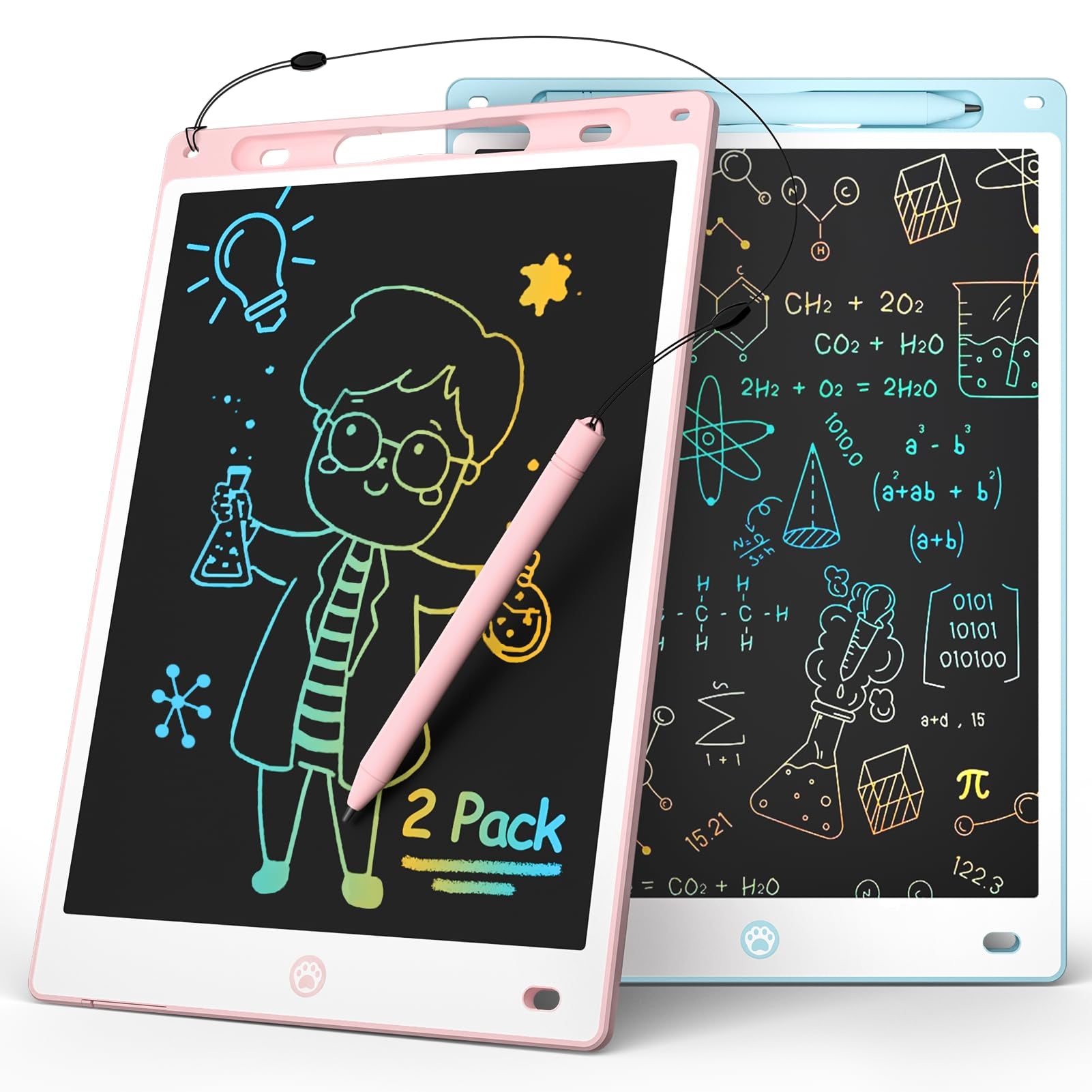 Paquete de 2 tabletas de escritura LCD (rosa y azul)
