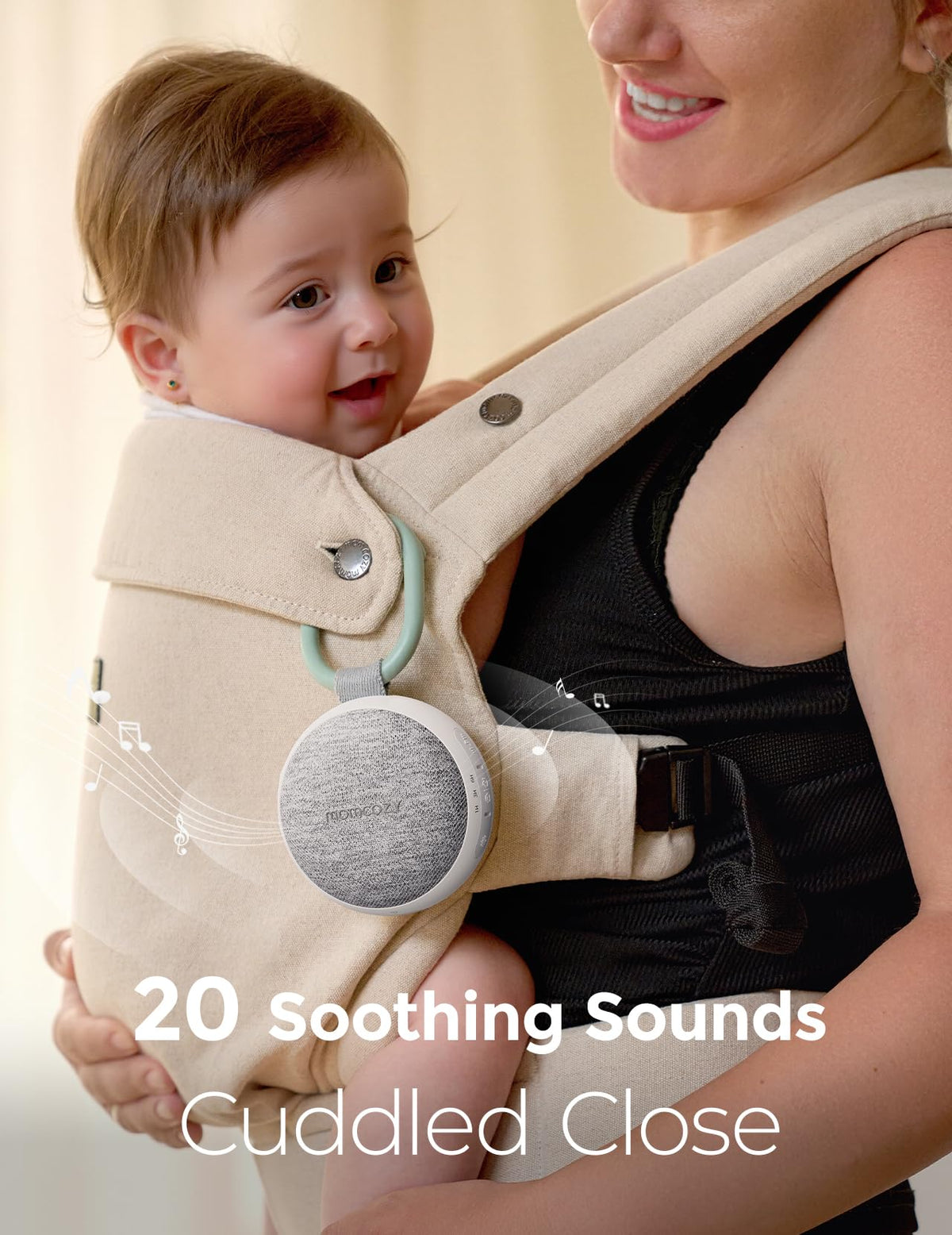 Momcozy - Máquina de sonidos portátil con luz nocturna, máquina de ruido blanco para bebé, 20 sonidos relajantes