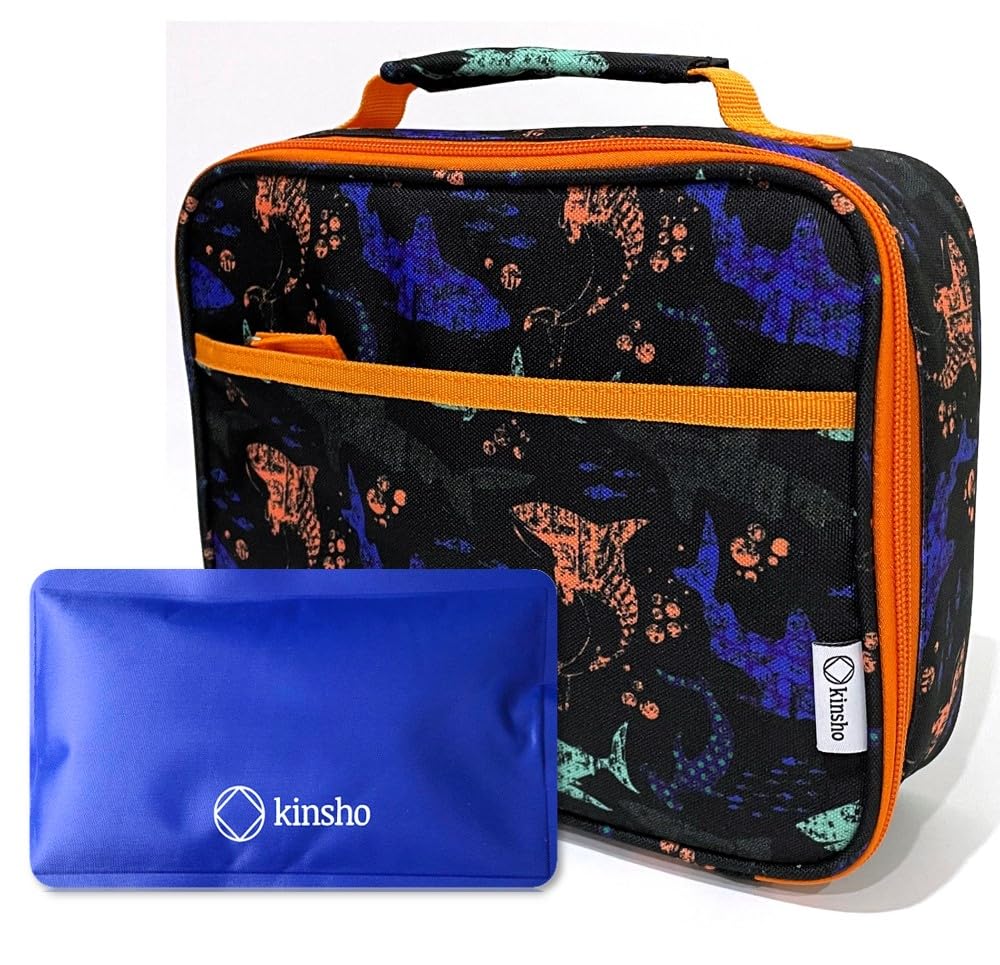 Kinsho Shark Fiambrera con bolsa de hielo para niños pequeños