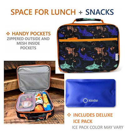Kinsho Shark Fiambrera con bolsa de hielo para niños pequeños