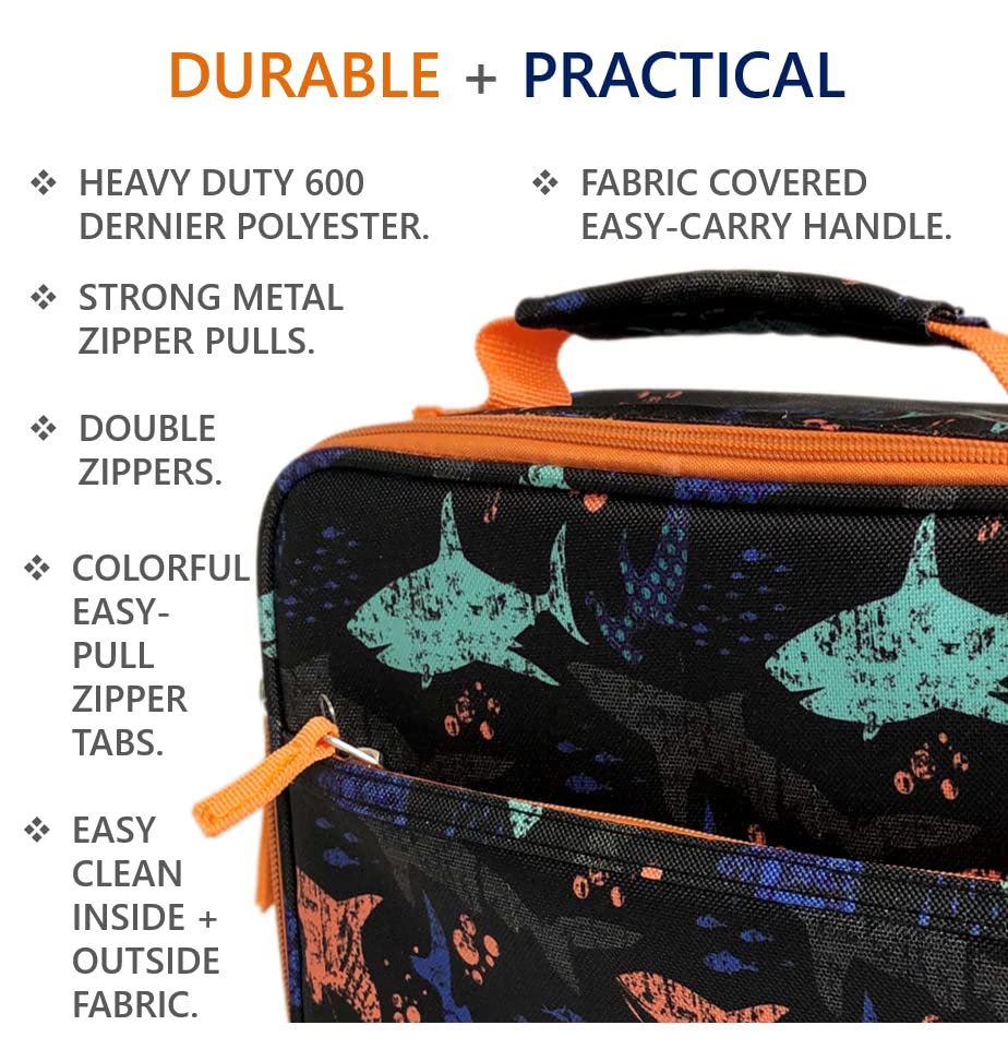 Kinsho Shark Fiambrera con bolsa de hielo para niños pequeños