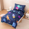 PERFEMET Juego de ropa de cama para niños pequeños, 4 piezas con estampado de planetas de dinosaurios
