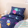 PERFEMET Juego de ropa de cama para niños pequeños, 4 piezas con estampado de planetas de dinosaurios