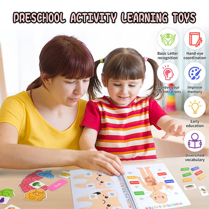 BUWONTAE Libro Montessori de actividades anatomía del